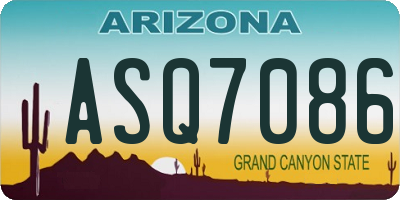 AZ license plate ASQ7086