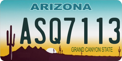 AZ license plate ASQ7113