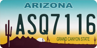 AZ license plate ASQ7116