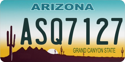AZ license plate ASQ7127