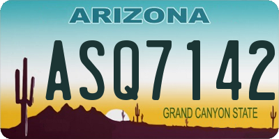 AZ license plate ASQ7142