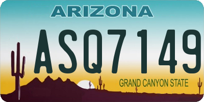 AZ license plate ASQ7149