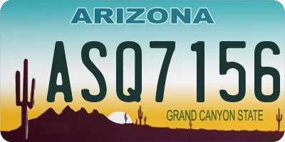 AZ license plate ASQ7156