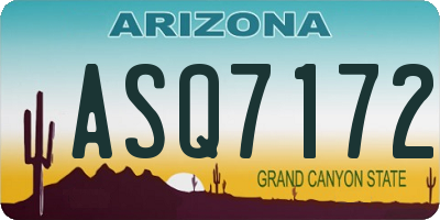 AZ license plate ASQ7172