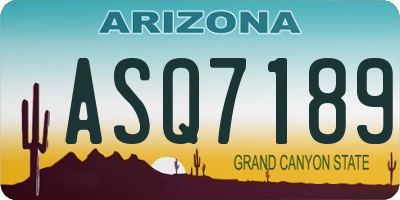 AZ license plate ASQ7189