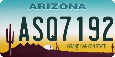 AZ license plate ASQ7192