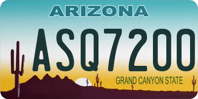 AZ license plate ASQ7200