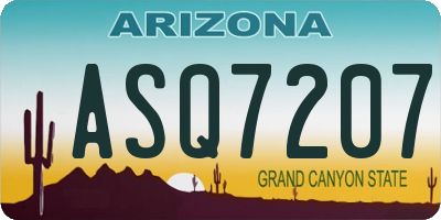 AZ license plate ASQ7207