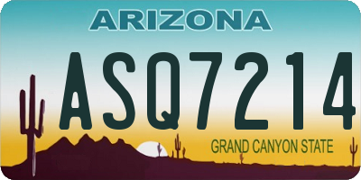 AZ license plate ASQ7214