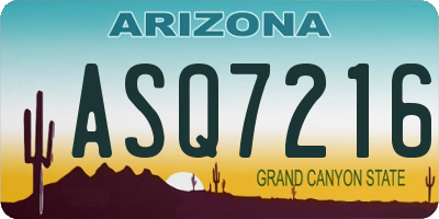 AZ license plate ASQ7216