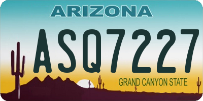 AZ license plate ASQ7227