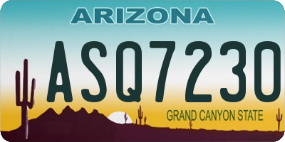 AZ license plate ASQ7230