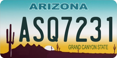 AZ license plate ASQ7231