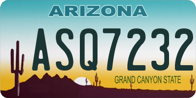 AZ license plate ASQ7232