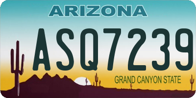 AZ license plate ASQ7239