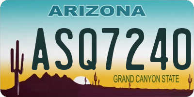 AZ license plate ASQ7240