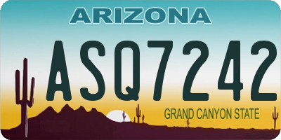 AZ license plate ASQ7242