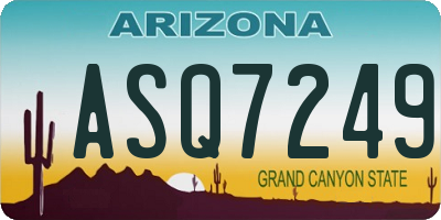 AZ license plate ASQ7249