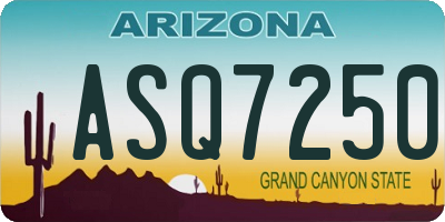 AZ license plate ASQ7250