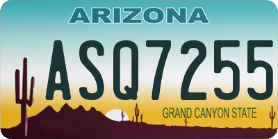 AZ license plate ASQ7255