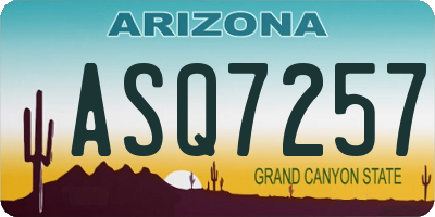 AZ license plate ASQ7257