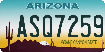 AZ license plate ASQ7259