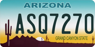AZ license plate ASQ7270