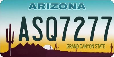AZ license plate ASQ7277