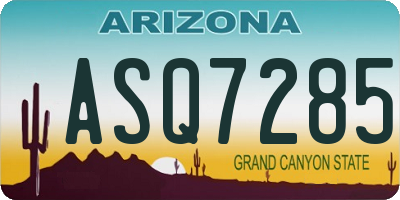 AZ license plate ASQ7285