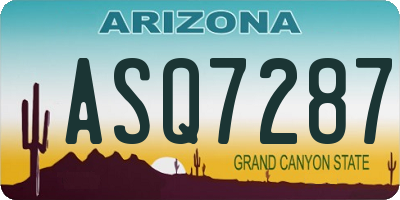 AZ license plate ASQ7287