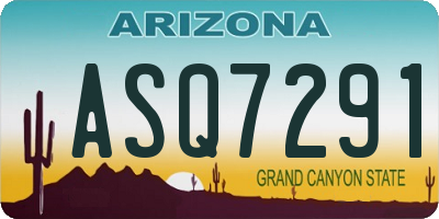 AZ license plate ASQ7291