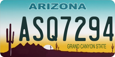 AZ license plate ASQ7294