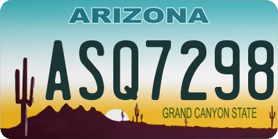 AZ license plate ASQ7298