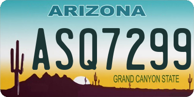 AZ license plate ASQ7299