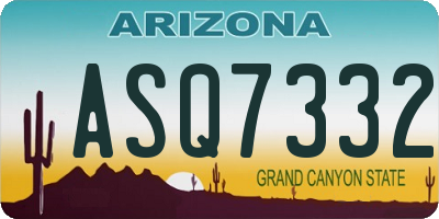AZ license plate ASQ7332