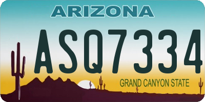 AZ license plate ASQ7334