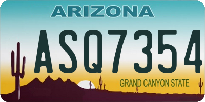 AZ license plate ASQ7354