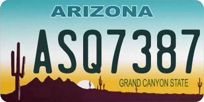 AZ license plate ASQ7387