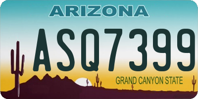AZ license plate ASQ7399