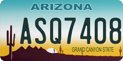 AZ license plate ASQ7408
