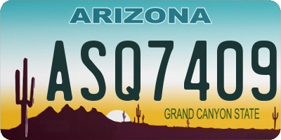 AZ license plate ASQ7409