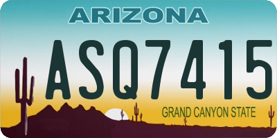 AZ license plate ASQ7415