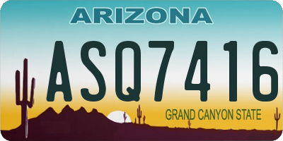 AZ license plate ASQ7416
