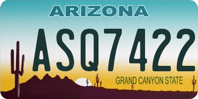 AZ license plate ASQ7422