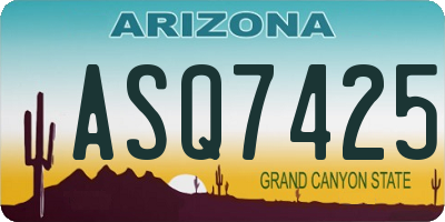 AZ license plate ASQ7425