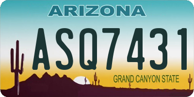AZ license plate ASQ7431
