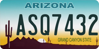 AZ license plate ASQ7432