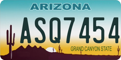 AZ license plate ASQ7454
