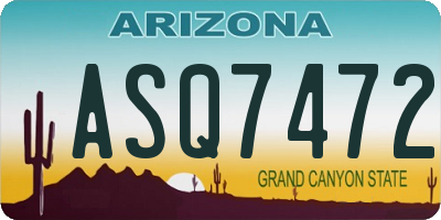 AZ license plate ASQ7472