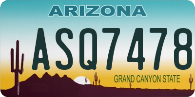 AZ license plate ASQ7478